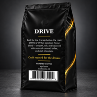 VYRL DRIVE coffee bag back with official UPC barcode