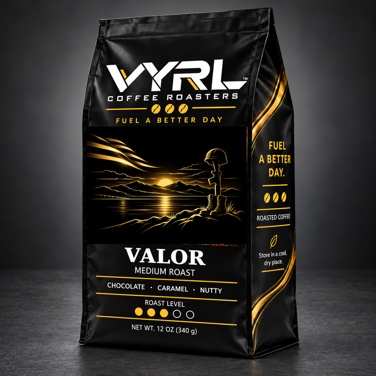 VYRL VALOR gold-line coffee bag