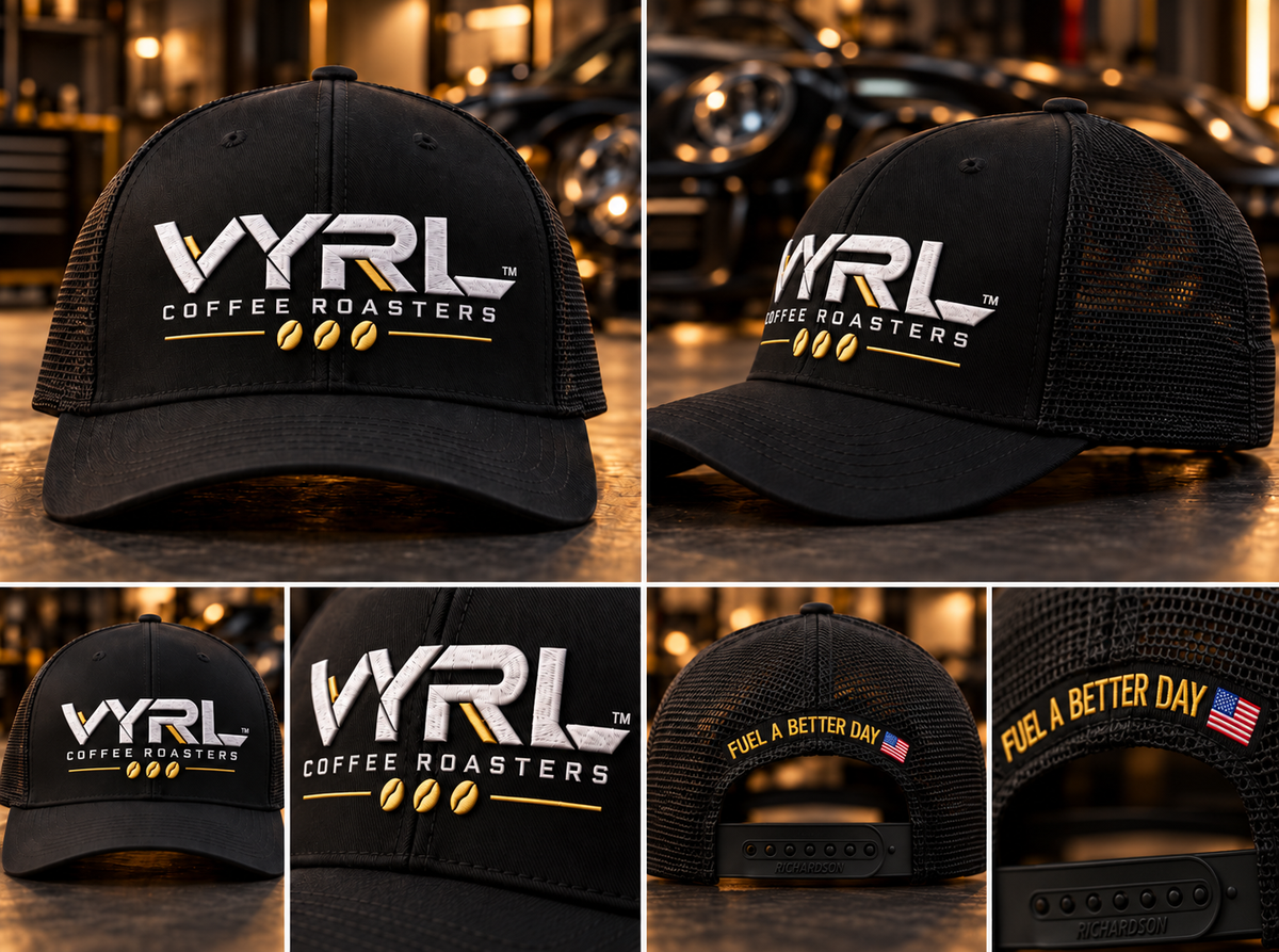 VYRL men's black Richardson 112 trucker hat